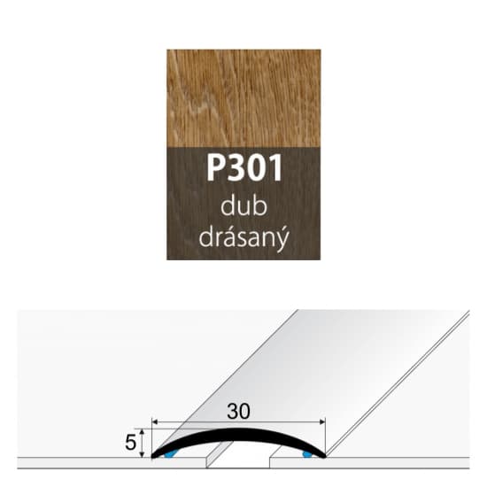 Přechodová lišta 30 mm oblá samolepící P301 dub drásaný