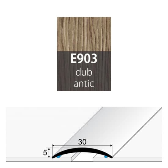 Přechodová lišta 30 mm oblá samolepící E903 dub antic