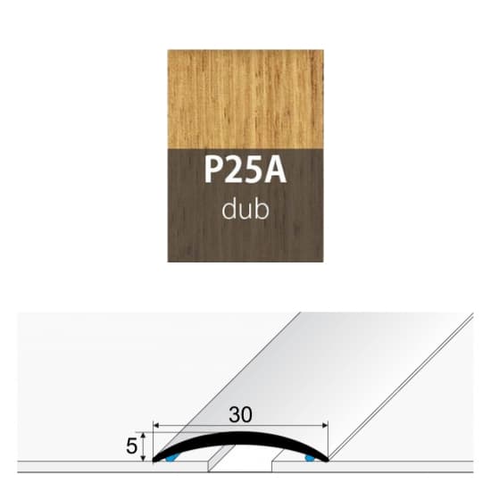 Přechodová lišta 30 mm oblá samolepící P25A dub