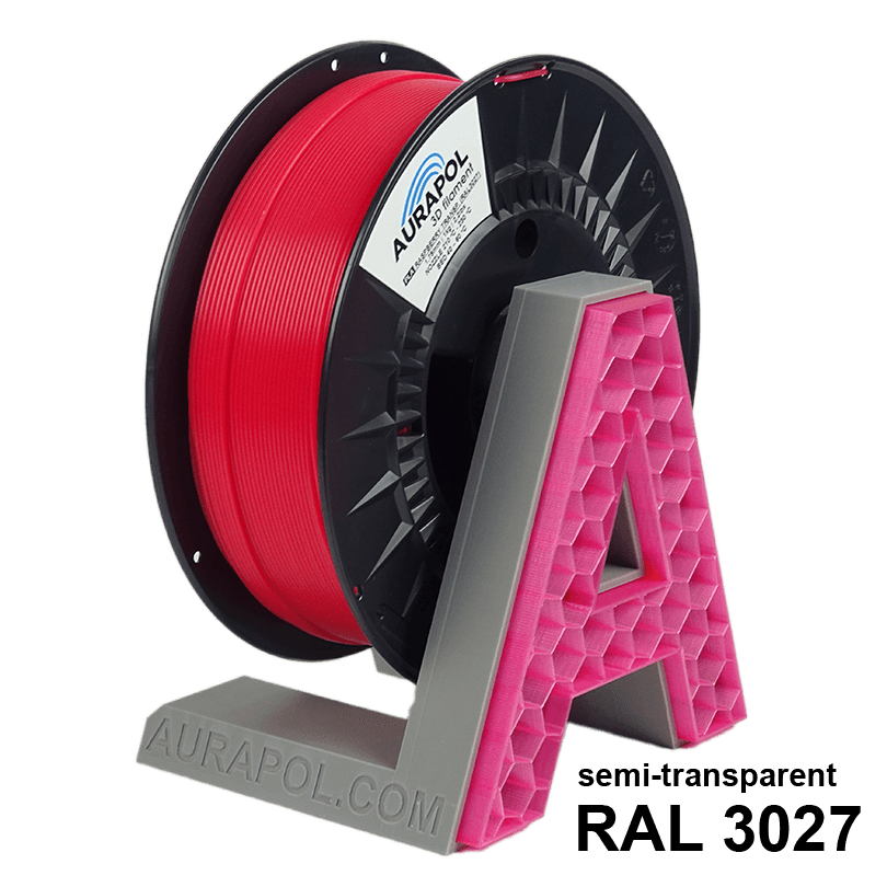 AURAPOL PLA 3D Filament Malinová částečně transparentní 1 kg 1,75 mm