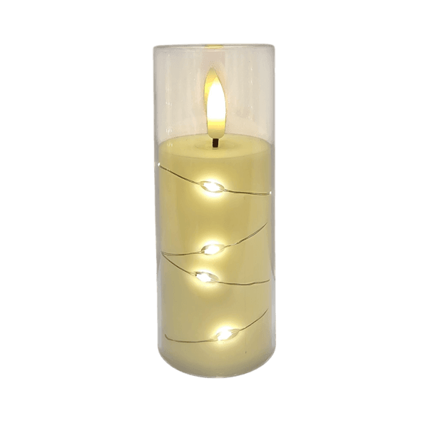 LED zdobená svíčka 125x55 mm