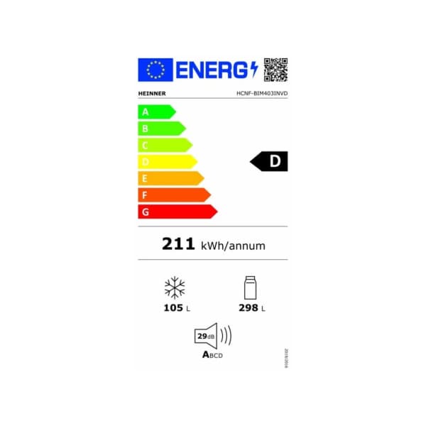HEINNER vestavná lednice a mrazák HCNF-BIM403INVD - náhled 3