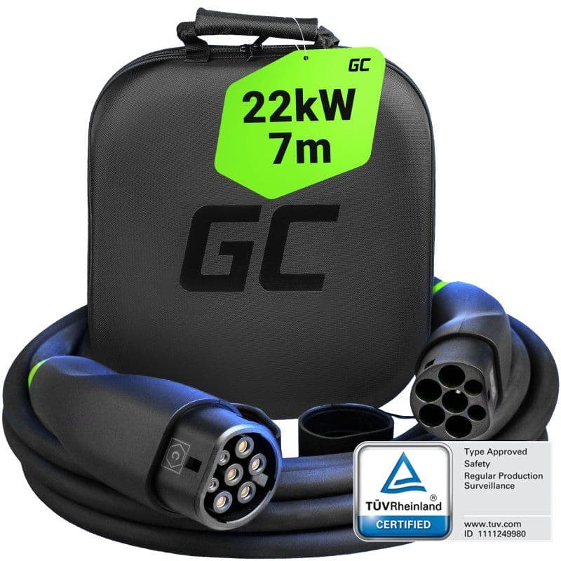 Nabíjecí kabel Typ 2 - 22kW - 7m, Green Cell EVKABGC02