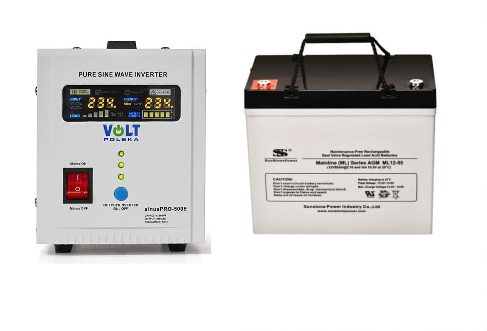 VSelektro Záložní zdroj 350W, sinusPRO-500E + AKU 55Ah