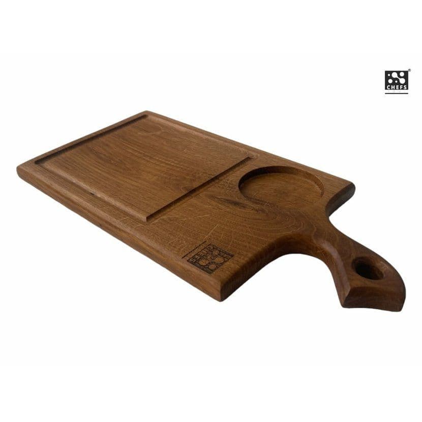 Chefs Soul OAKLOG Dubové krájecí prkénko s rukojetí 40x20cm - náhled 3