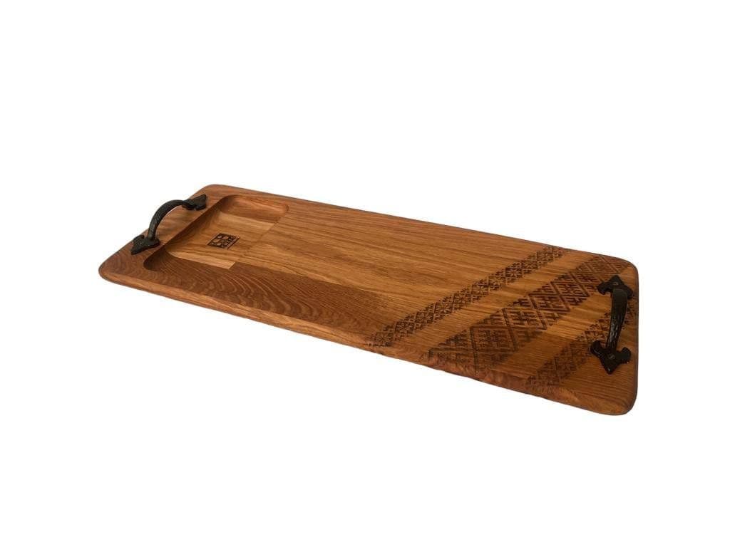 Chefs Soul OTELLO Dubová servírovací deska - kovové rukojeti 56x24cm - náhled 2