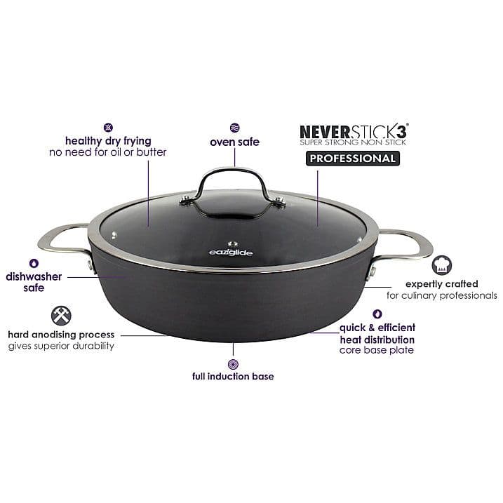 Eaziglide Neverstick3 nízký hrnec s poklicí 28 cm - náhled 4