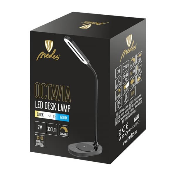 LED lampa OCTAVIA 7W stmívatelná s bezdrátovým nabíjením - DL4301/B - náhled 3
