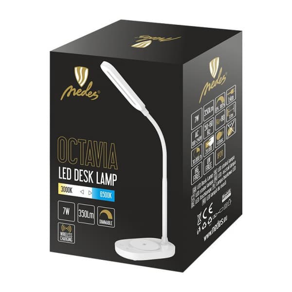LED lampa OCTAVIA 7W stmívatelná s bezdrátovým nabíjením - DL4301/W/B Bílá - náhled 4