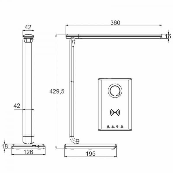 LED lampa MEGGIE stmívatelná s bezdrátovým nabíjením a USB 8W - DL3304/W/B Bílá - náhled 3