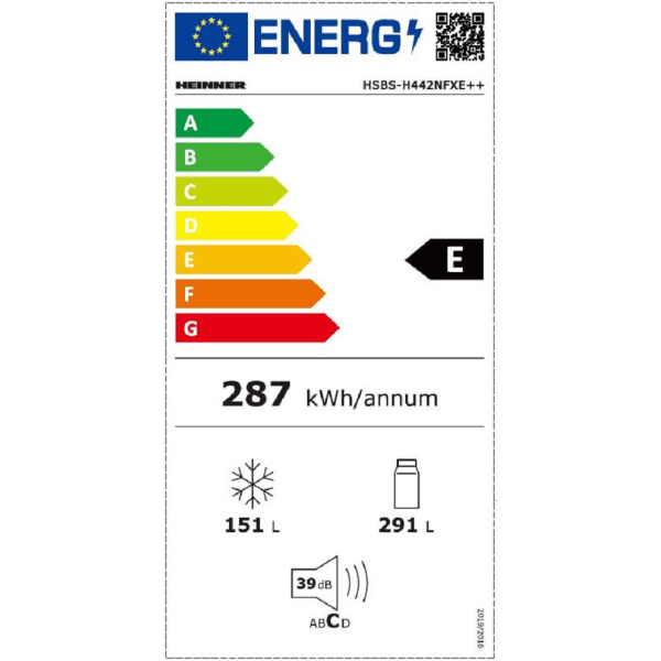 HEINNER dvoudveřová chladnička HSBS-H442NFXE++ barva Inox - náhled 3